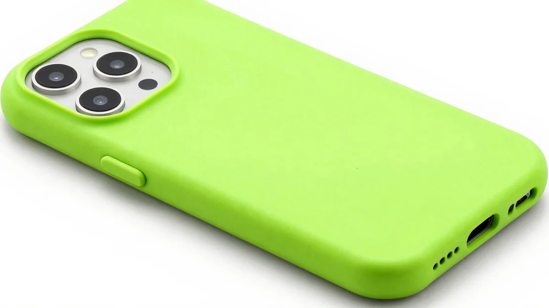 Angled handheld hero shot of an iPhone case, highlighting precisi